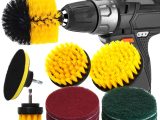 QUIENKITCH SET/12Piece Drill Brush & Scrub Pads, Power Drill Scrub Brush Attachments with Drill bit Extender For Grout, Tiles, Sinks, Bathtub, Bathroom, Shower & Kitchen Surface