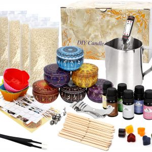 Fragrance Oils Wicks Rich Dyes and More DIY Arts and Crafts for Kids DIY Candle Making Supplies 49 Pcs Including Tins 21oz Beeswax Makeing Pour Pot Candle Making Kit for Adults Beginners 